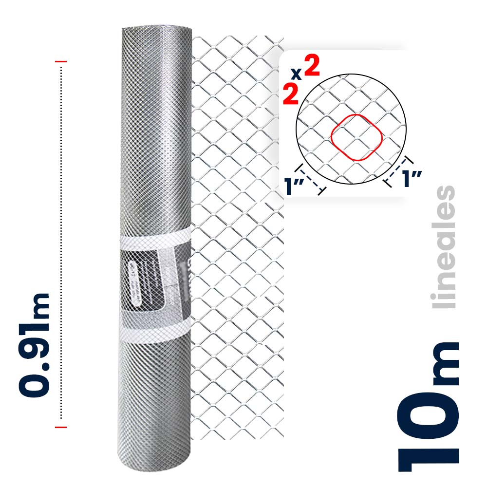 Malla Criba Nueva Generación Galvanizada Akron 60-15 | Medida 2x2 | Largo 10 m | Calibre 20