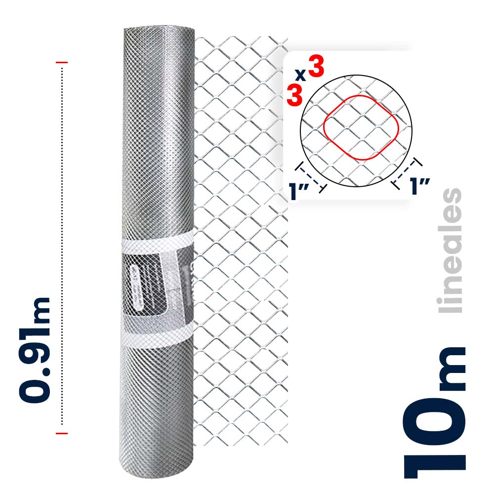 Malla Criba Nueva Generación Galvanizada Akron 60-16 | Medida 3x3 | Largo 10m | Calibre 20