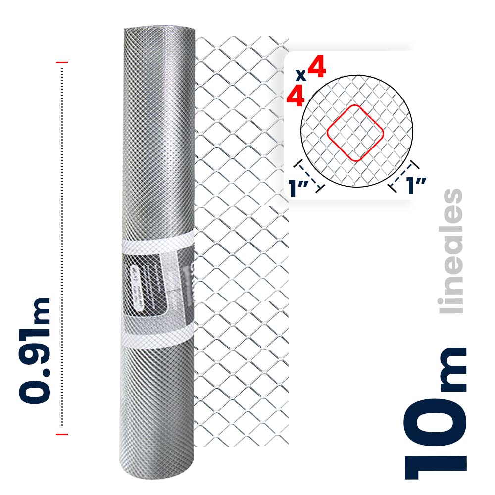 Malla Criba Nueva Generación Galvanizada Akron 60-17 | Medida 4x4 | Largo 10 m | Calibre 22