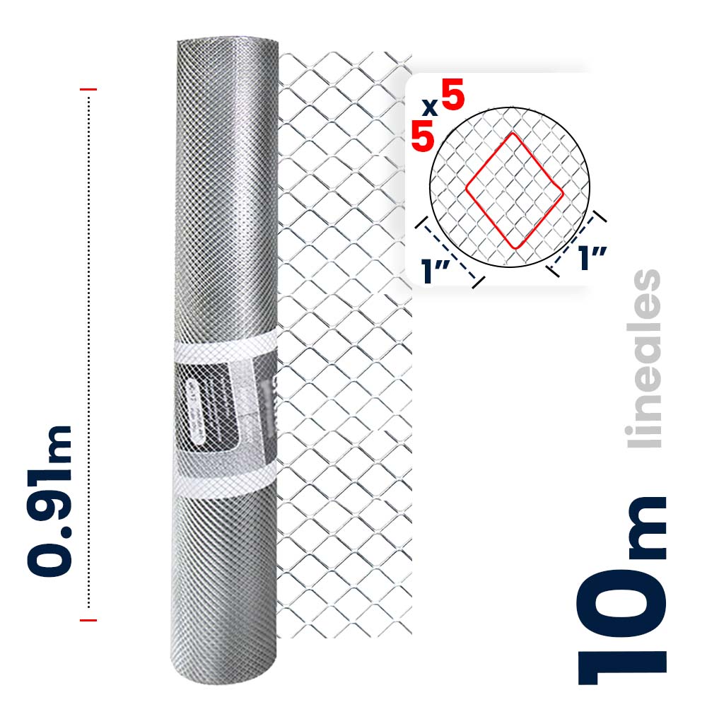 Malla Criba Nueva Generación Galvanizada Akron 60-18 | Medida 5x5 | Largo 10m | Calibre 22
