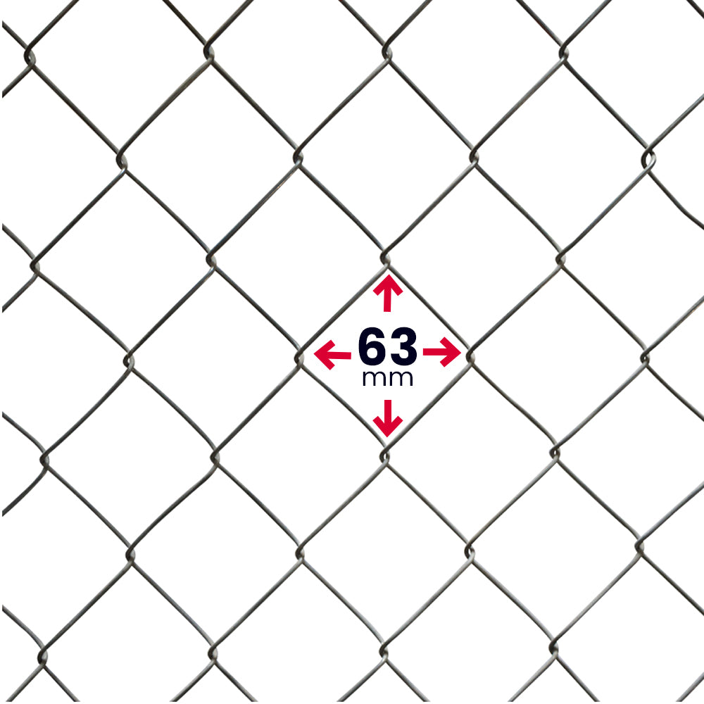 Malla Ciclónica Galvanizada 63mm, 1.00 a 2.00 mts, Rollo 20 mts, Calibre 12.5 - 1.25 mts