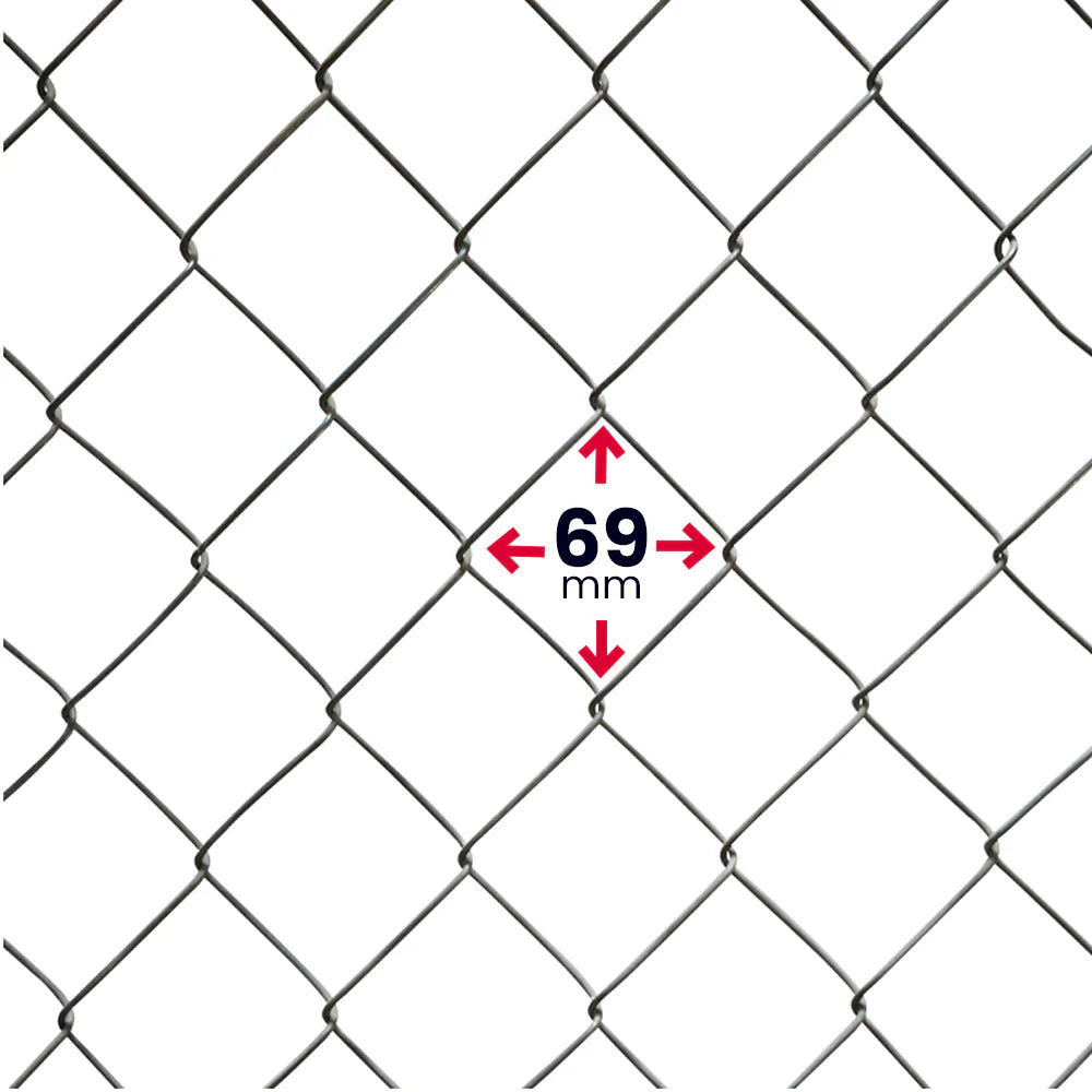 Malla Ciclónica Galvanizada de Acero Akron 62-44 | Medida 1.25x20m | Abertura 69mm | Calibre 12.5