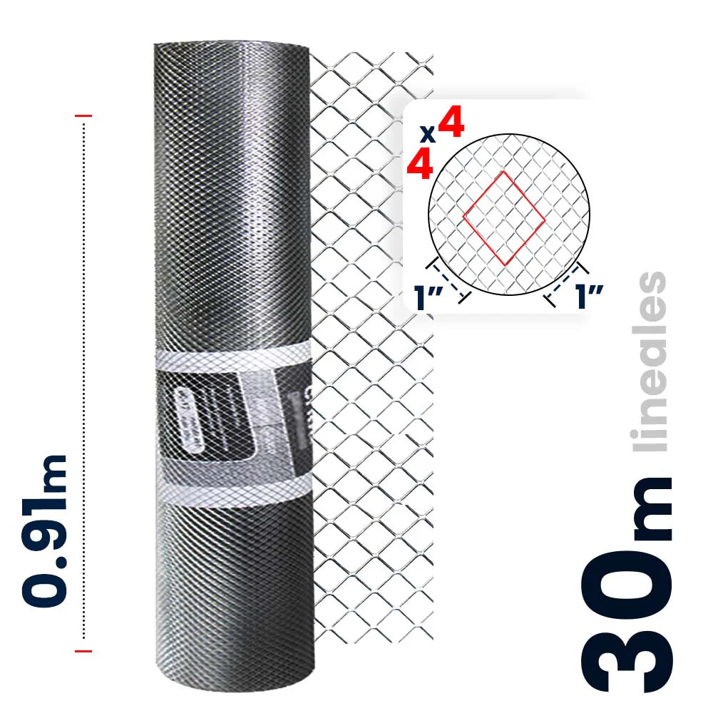 Malla Criba Nueva Generación Galvanizada Akron 60-54 | Medida 4x4 | Largo 30m | Calibre 22