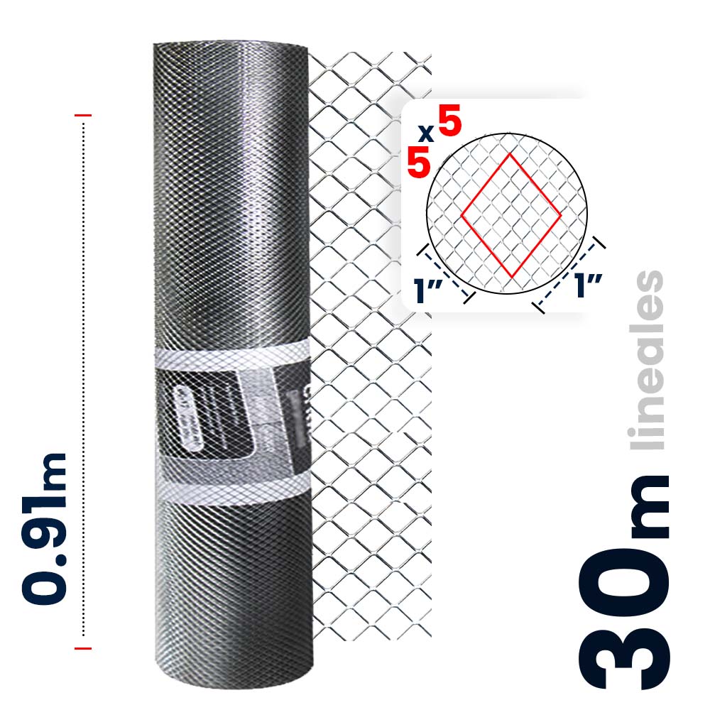 Malla Criba Nueva Generación Galvanizada Akron 60-55 | Medida 5x5 | Largo 30m | Calibre 22