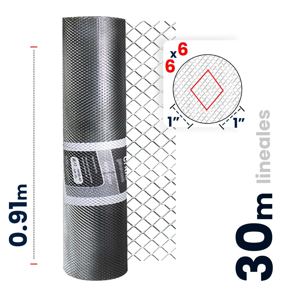 Malla Criba Nueva Generación Galvanizada Akron 60-56 | Medida 6x6 | Largo 30m | Calibre 24