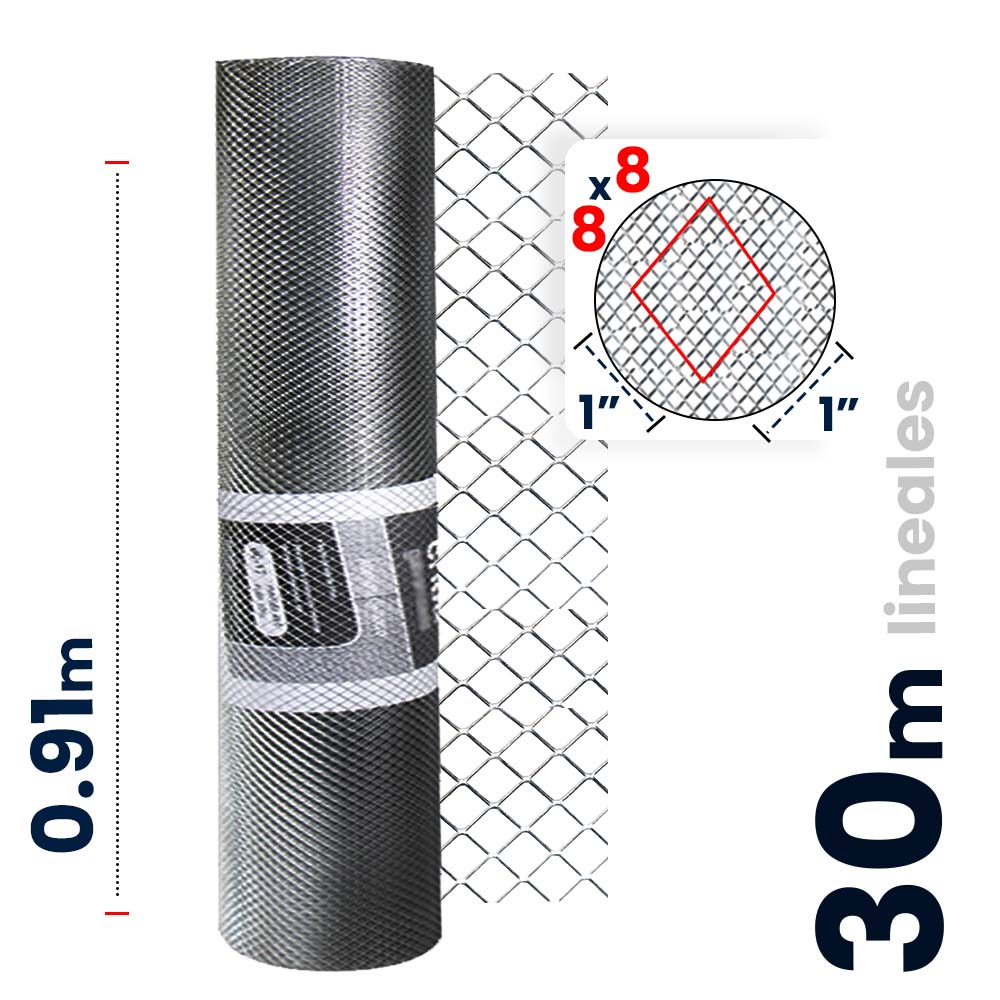 Malla Criba Nueva Generación Galvanizada Akron 60-57 | Medida 8x8 | Largo 30m | Calibre 24