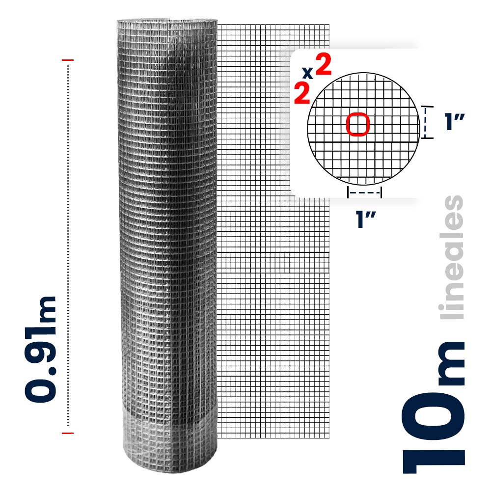 Malla Criba Reforzada Galvanizada Akron 61-15R | Medida 2x2 | Largo 10m | Calibre 20