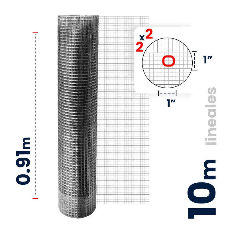 Malla Criba Ligera Galvanizada Akron 61-15 | Medida 2x2 | Largo 10 m | Calibre 20