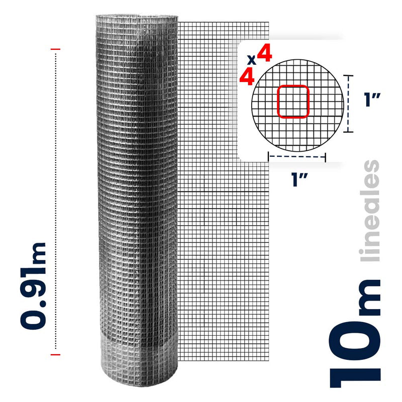 Malla Criba Ligera Galvanizada Akron 61-17 | Medida 4x4 | Largo 10m | Calibre 22