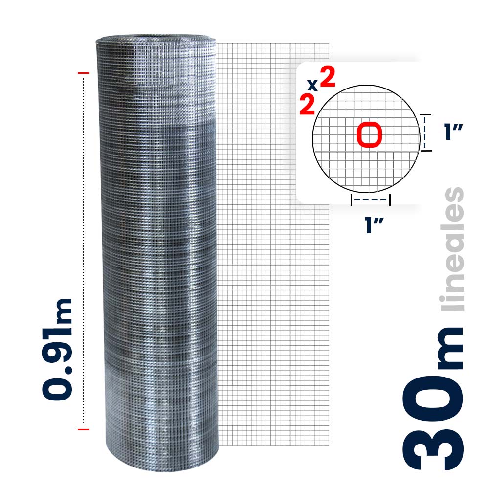 Malla Criba Ligera Galvanizada Akron 61-51 | Medida 2x2 | Largo 30m | Altura 0.91m | Calibre 20
