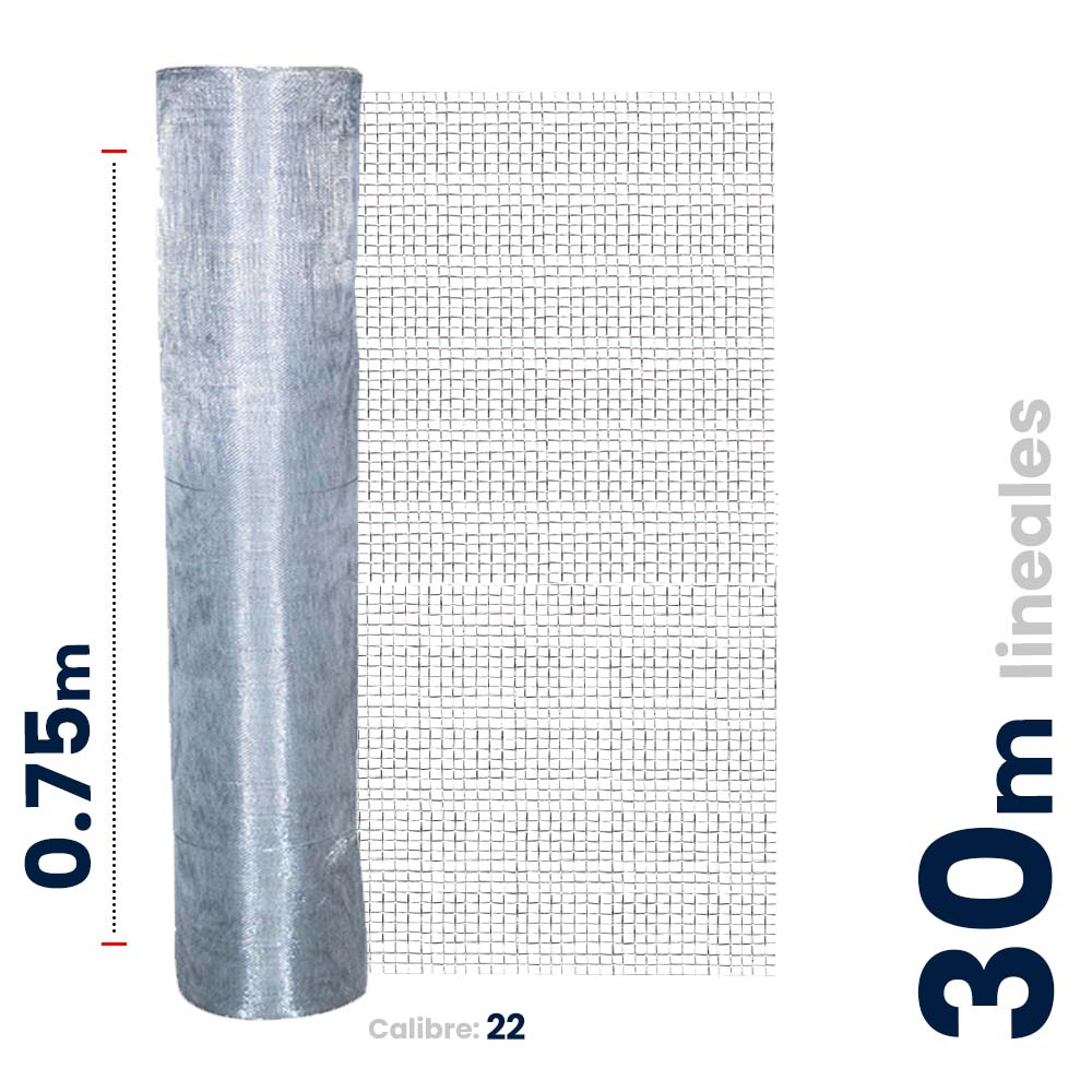 Malla Mosquitera Galvanizada Akron 62-27R | Medida 0.75x10m | Calibre 22