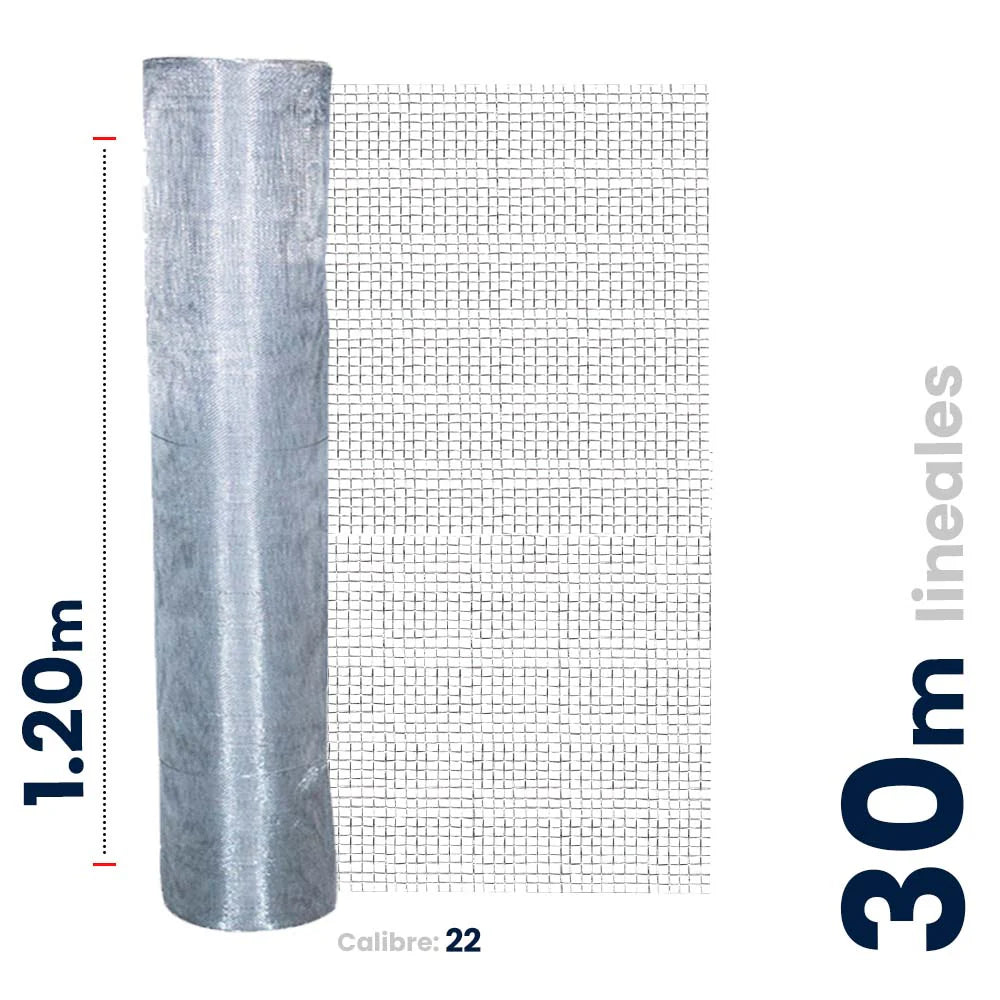 Malla Mosquitera Galvanizada Akron 62-30R | Medida 1.20x30m | Calibre 22