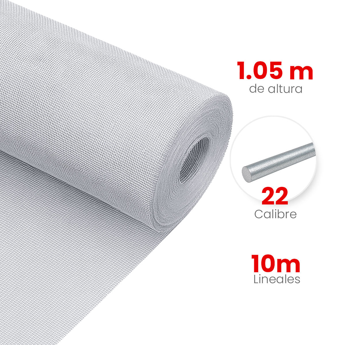 Malla Mosquitera Galvanizada Akron 62-34R | Medida 1.05x10m | Calibre 22