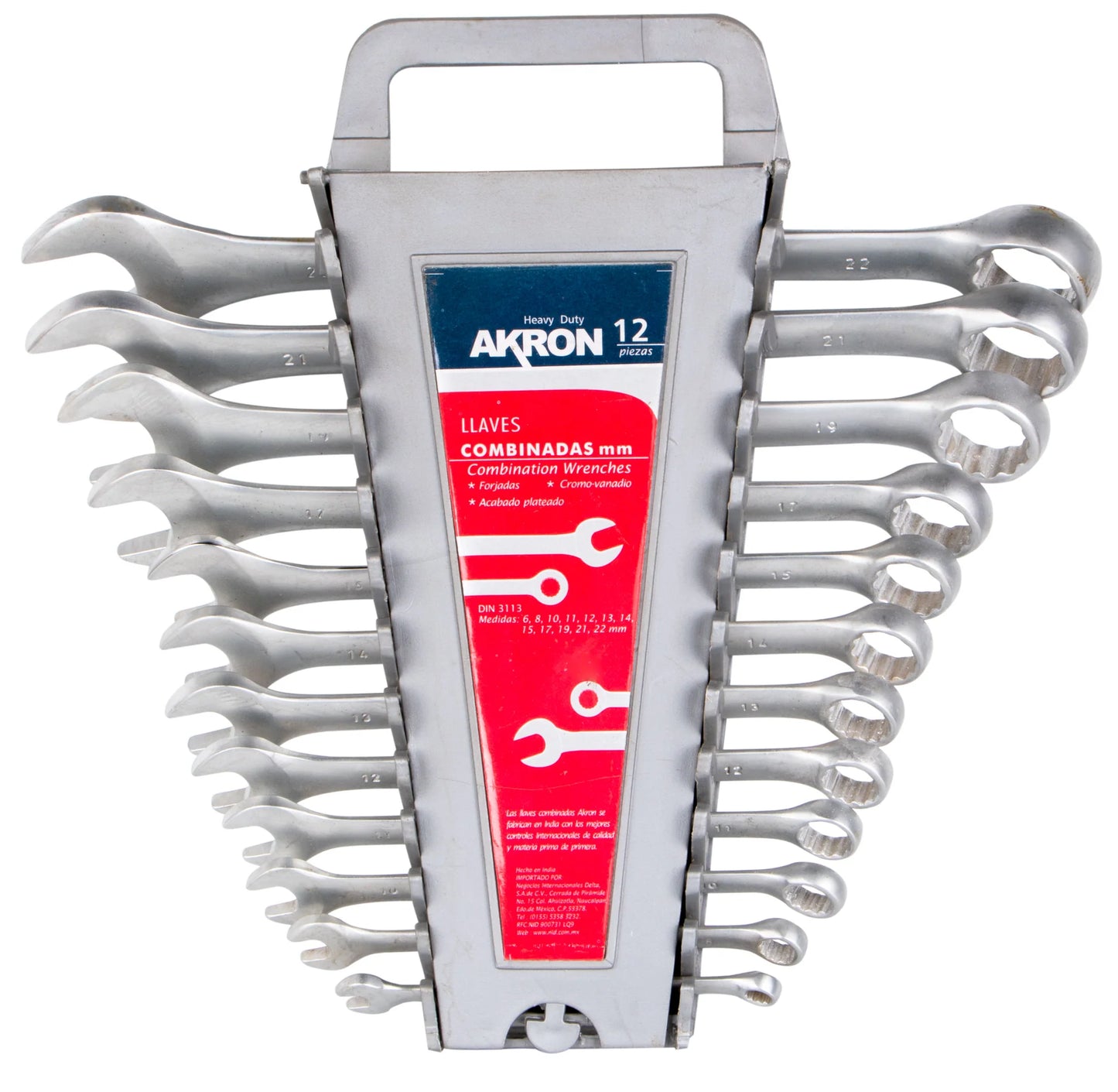Juego de Llaves Combinadas 65-46 | 12 Piezas | Milimétricas | Cromo Vanadio  | Acabado Plateado