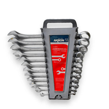 Juego de Llaves Combinadas 65-46 | 12 Piezas | Milimétricas | Cromo Vanadio  | Acabado Plateado