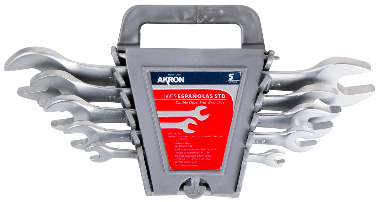 Juego de Llaves Combinadas 65-48 | 5 Piezas | Estándar | Cromo Vanadio  | Acabado Plateado