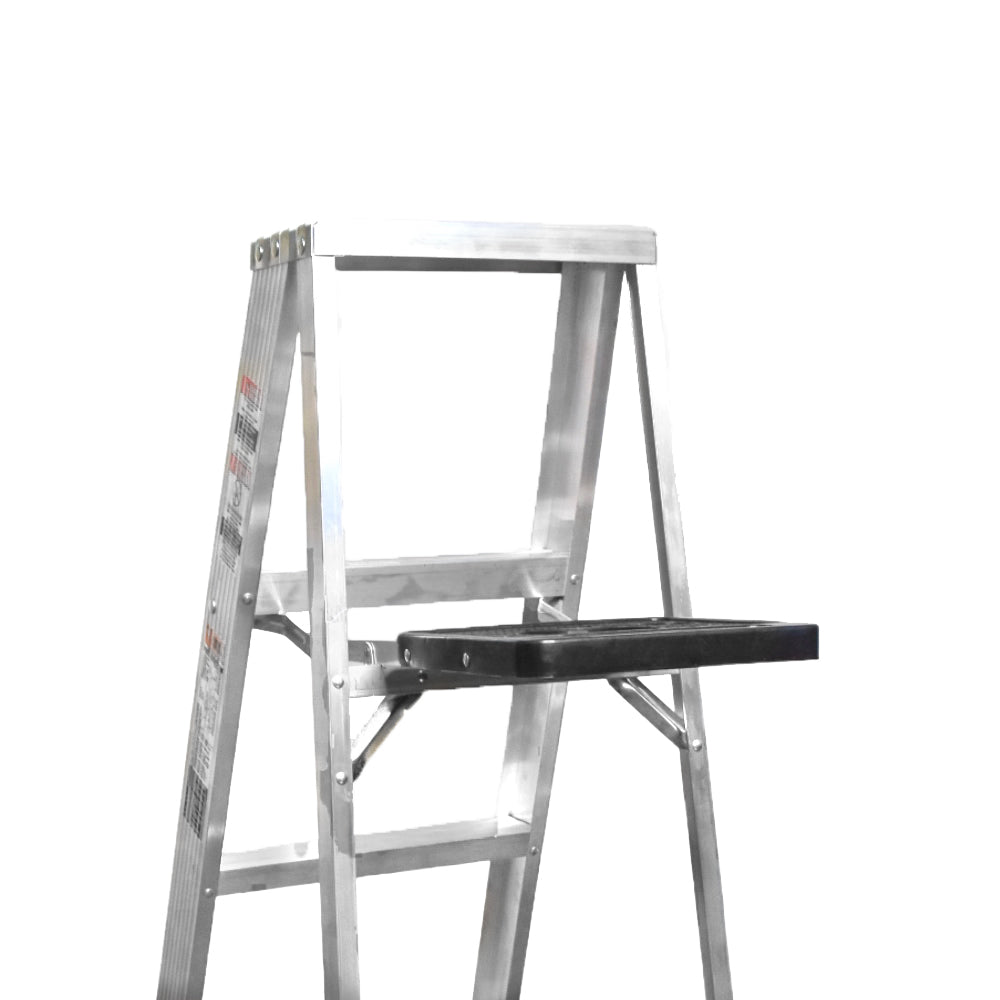 Escalera de Tijera Akron 77-15 | De Aluminio | Altura 1.73m | 5 Peldaños | Uso Comercial (Tipo III) con Porta Cubeta de Plástico