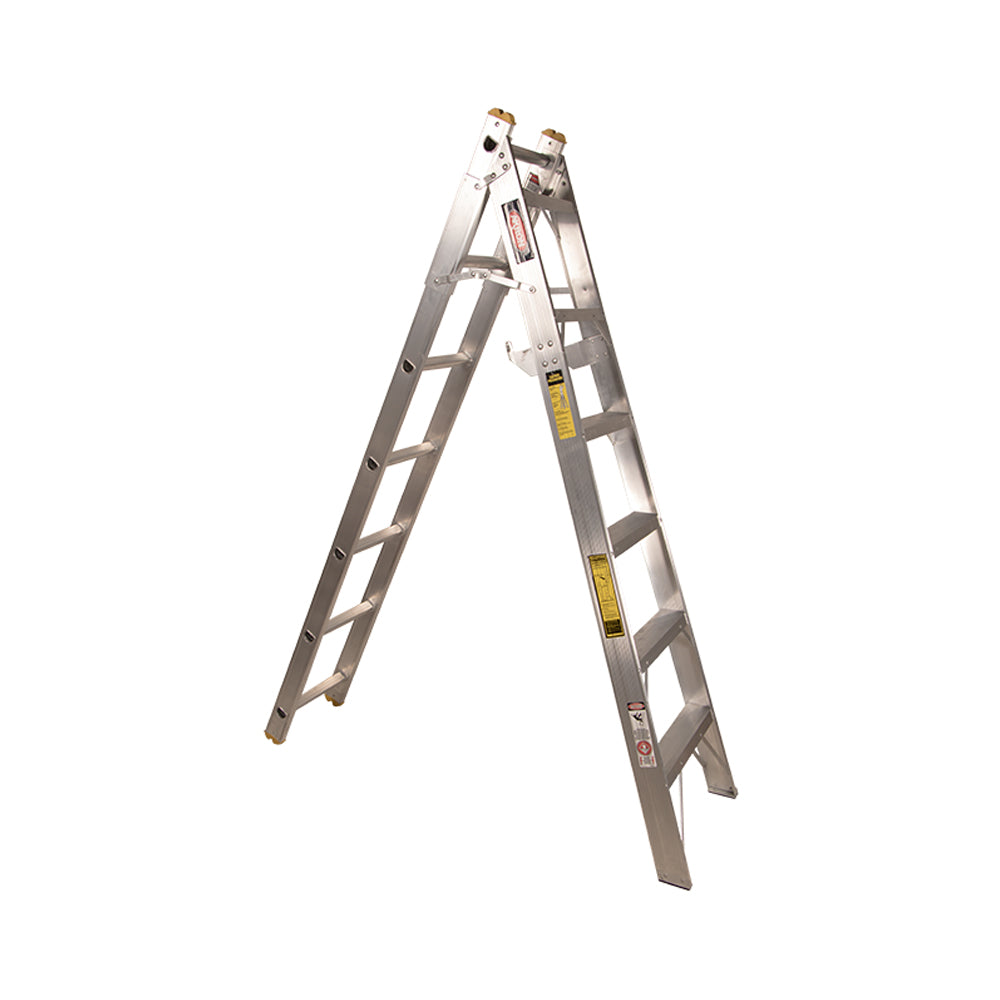 Escalera Convertible Akron 77-19 | De Aluminio | Tijera 1.99m | Extensión 3.30m | 13 Escalones | Uso Profesional | Tipo ll | Capacidad De Carga 175kg