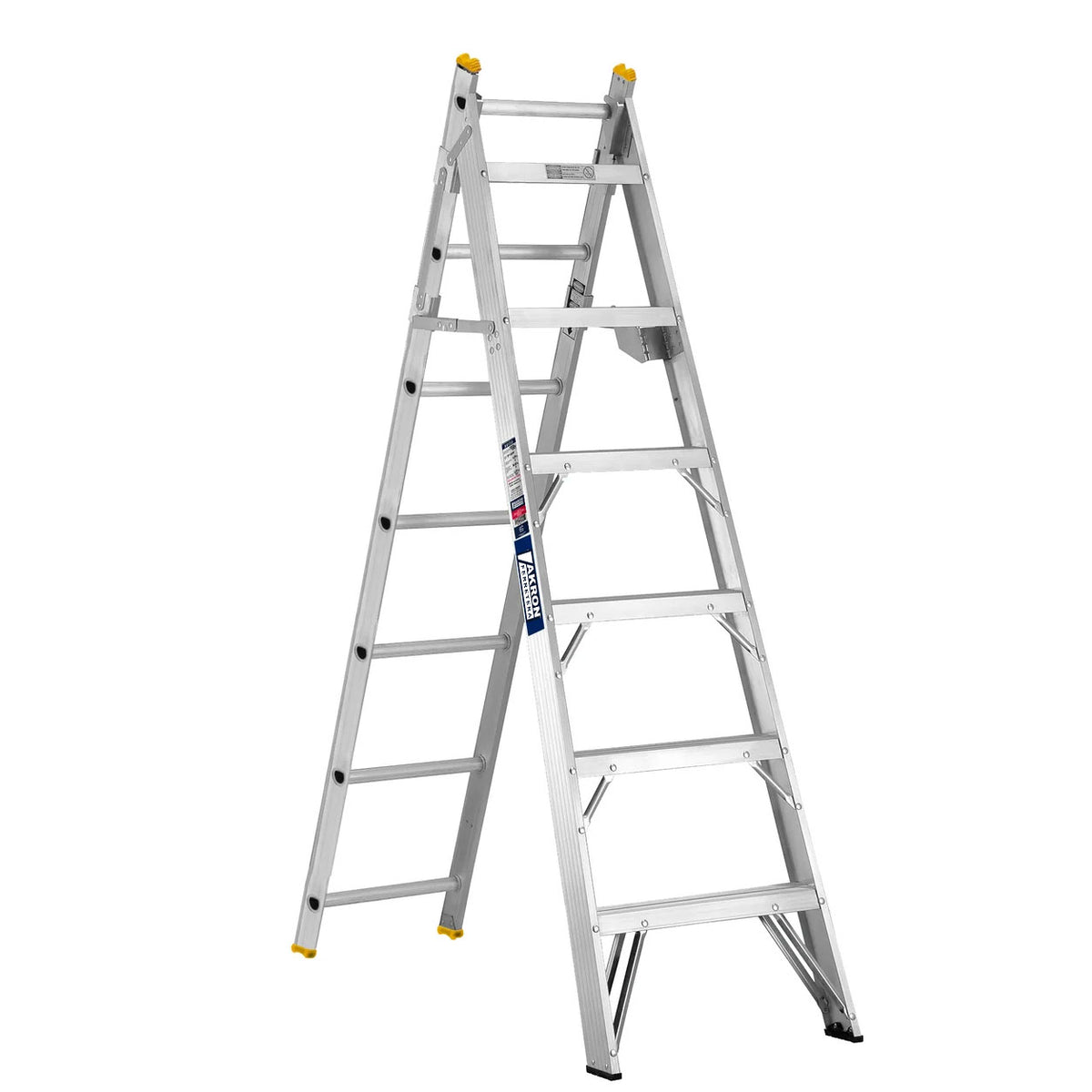 Escalera Convertible Akron 77-19 | De Aluminio | Tijera 1.99m | Extensión 3.30m | 13 Escalones | Uso Profesional | Tipo ll | Capacidad De Carga 175kg