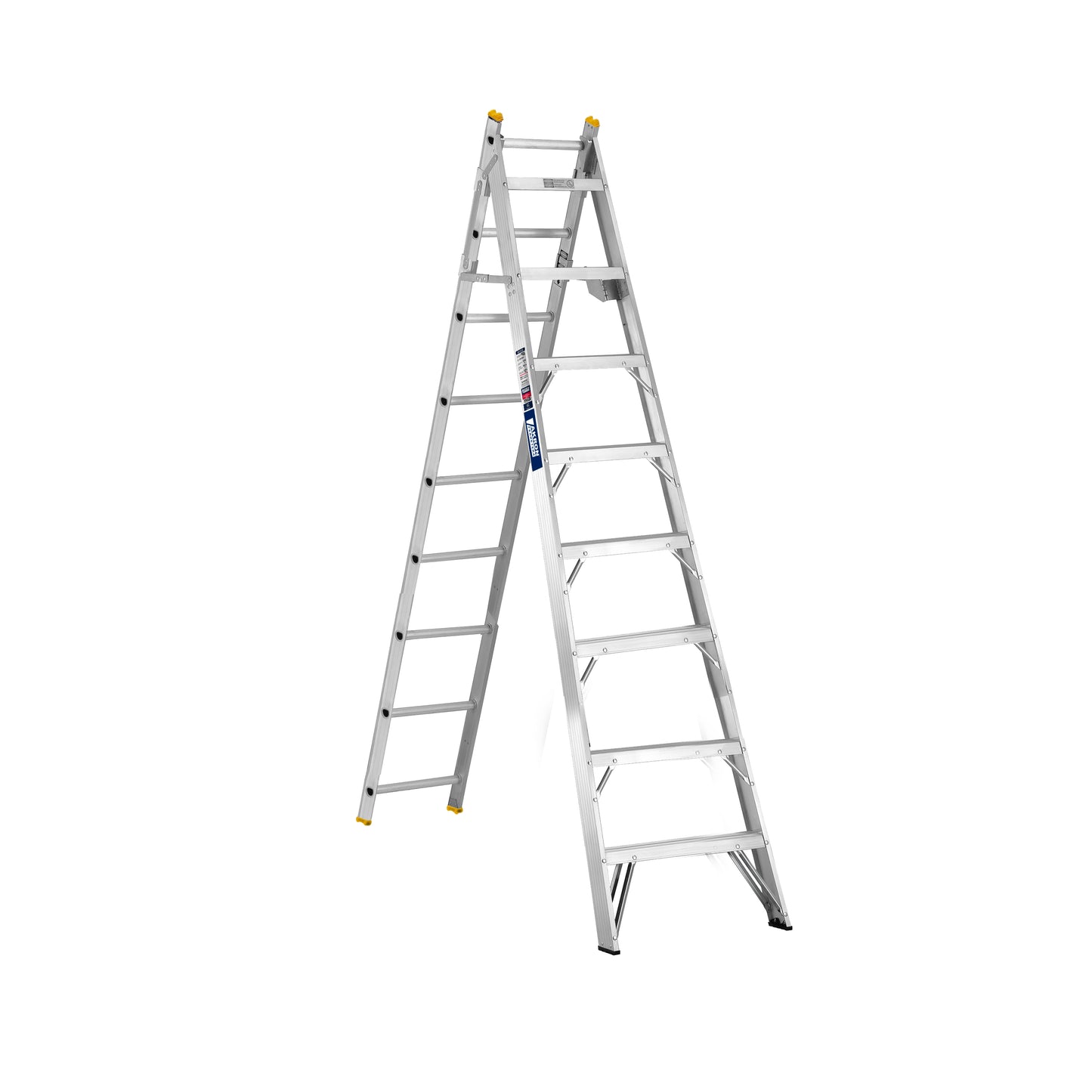 Escalera Convertible Akron 77-20 | De Aluminio | Tijera 2.61m | Extensión 4.25m | 17 Escalones | Uso Profesional | Tipo ll | Capacidad De Carga 175kg