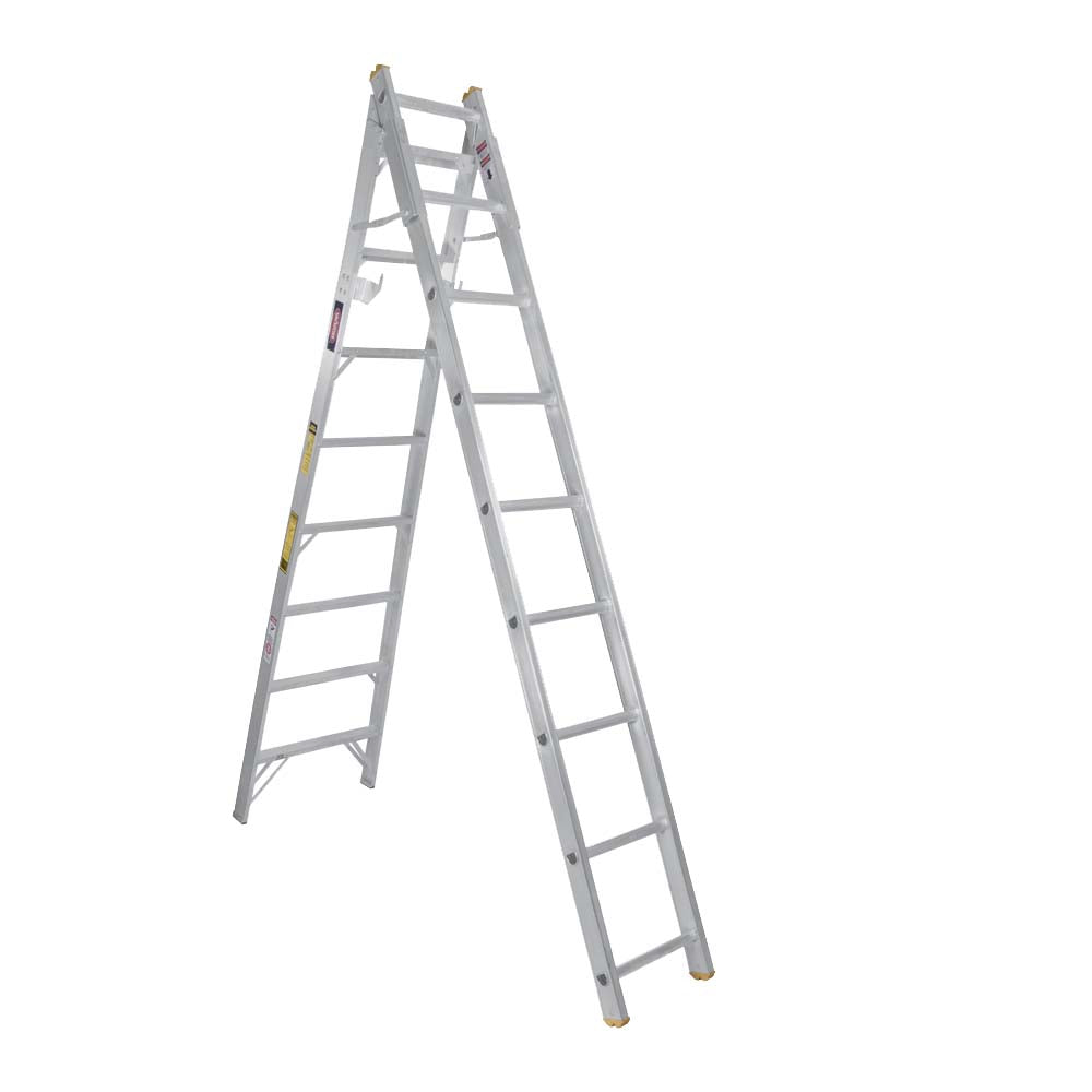 Escalera Convertible Akron 77-20 | De Aluminio | Tijera 2.61m | Extensión 4.25m | 17 Escalones | Uso Profesional | Tipo ll | Capacidad De Carga 175kg