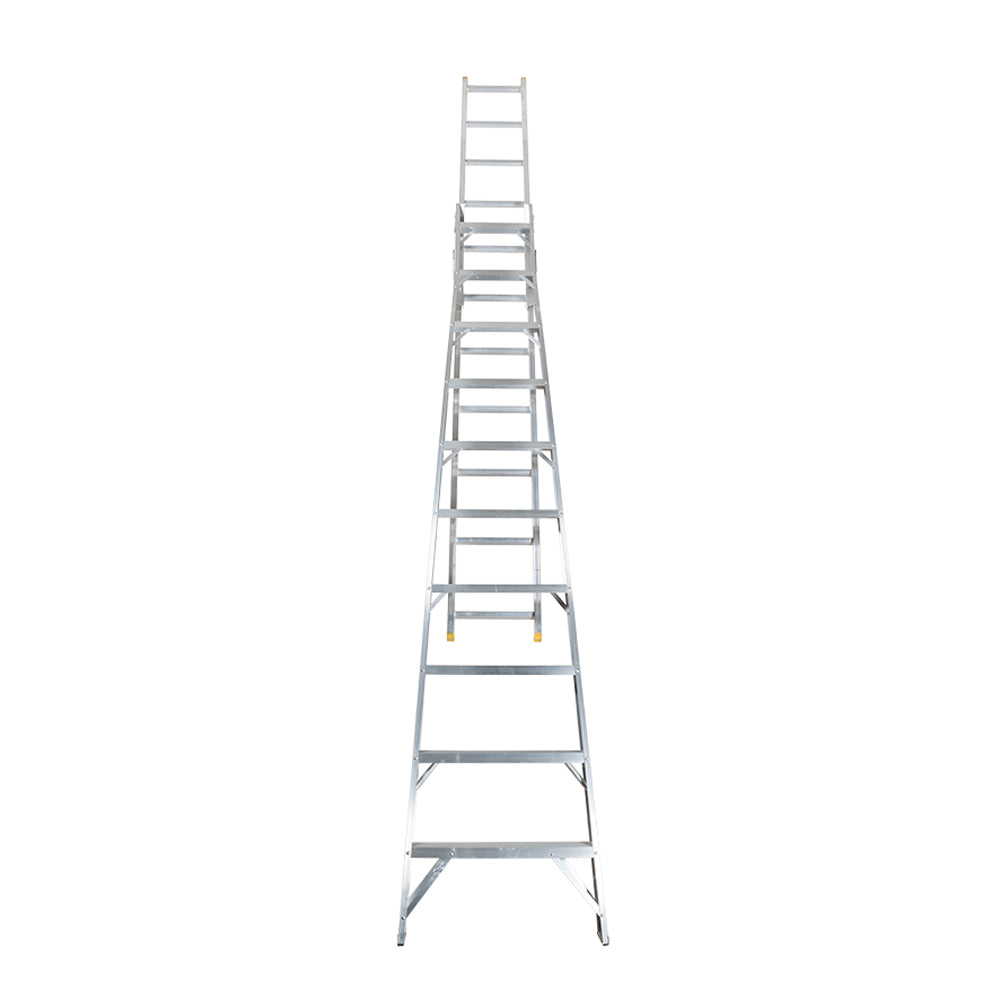 Escalera Convertible Akron 77-21 | De Aluminio | Tijera 3.18m | Extensión 5.50m | 21 Escalones | Uso Profesional | Tipo ll | Capacidad De Carga 175kg