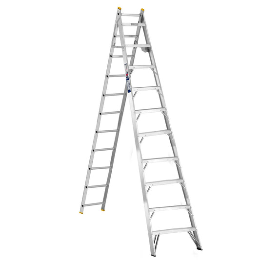 Escalera Convertible Akron 77-21 | De Aluminio | Tijera 3.18m | Extensión 5.50m | 21 Escalones | Uso Profesional | Tipo ll | Capacidad De Carga 175kg