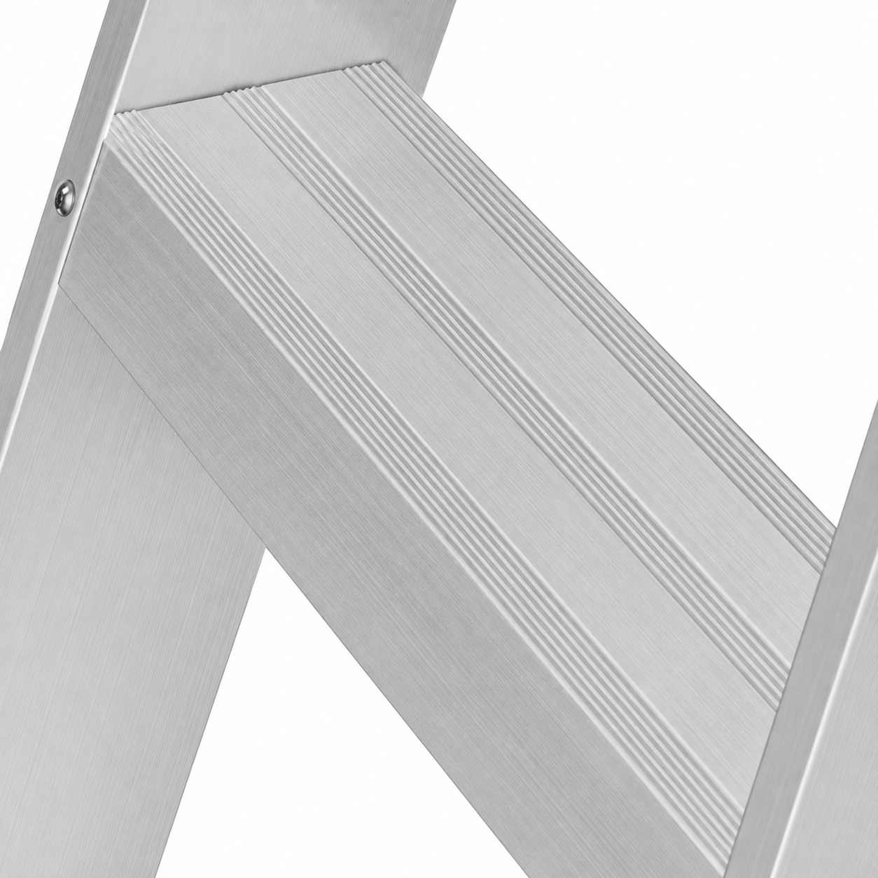Escalera de Tijera Akron 77-11 | De Aluminio | Altura 1.44m | 4 Peldaños | Uso Comercial (Tipo III) con Plataforma y Porta Cubeta de Plástico