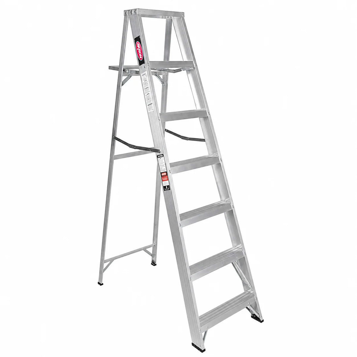 Escalera de Tijera Akron 77-79 | De Aluminio | Altura 2.01m | 6 Peldaños | Uso Comercial (Tipo III) con Porta Cubetas de Plástico