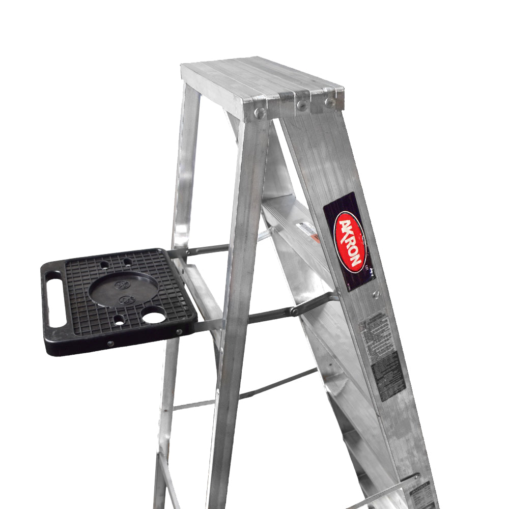 Escalera de Tijera Akron 77-79 | De Aluminio | Altura 2.01m | 6 Peldaños | Uso Comercial (Tipo III) con Porta Cubetas de Plástico