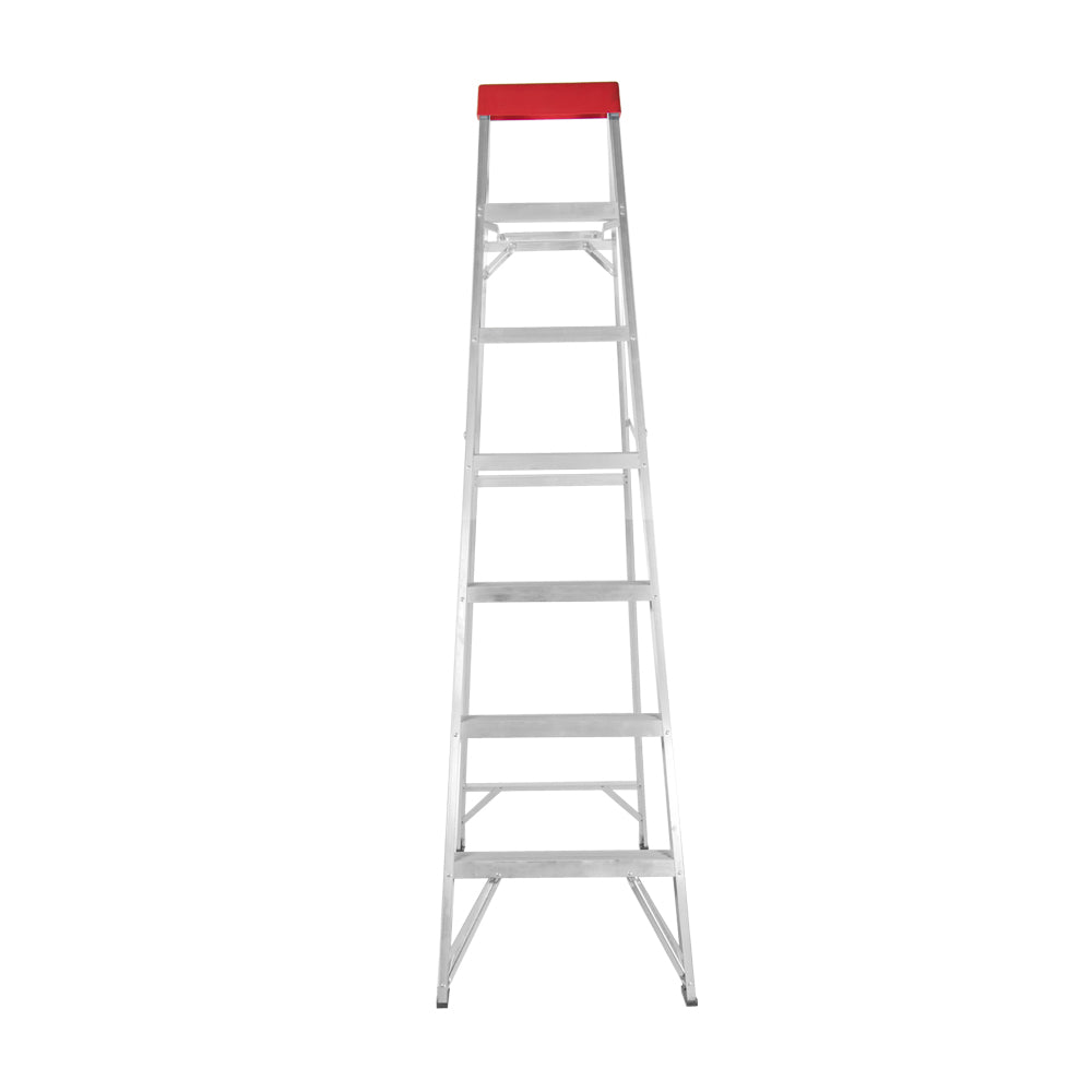 Escalera de Tijera Akron 77-80 | De Aluminio | Altura 2.01m | 6 Peldaños | Uso Comercial (Tipo III) con Plataforma y Porta Cubeta de Plástico