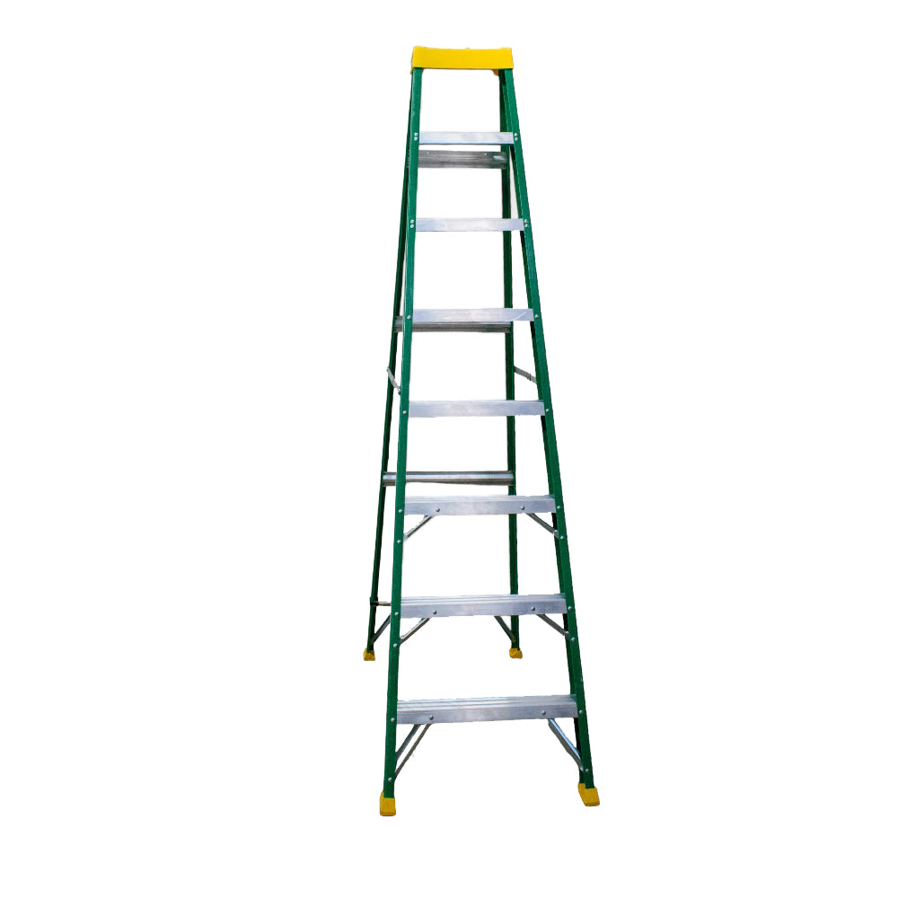 Escalera De Tijera Akron 77-91 | De Fibra de Vidrio | 2.44m | 7 Escalones | Uso Profesional | Tipo ll | Capacidad de Carga 175kg