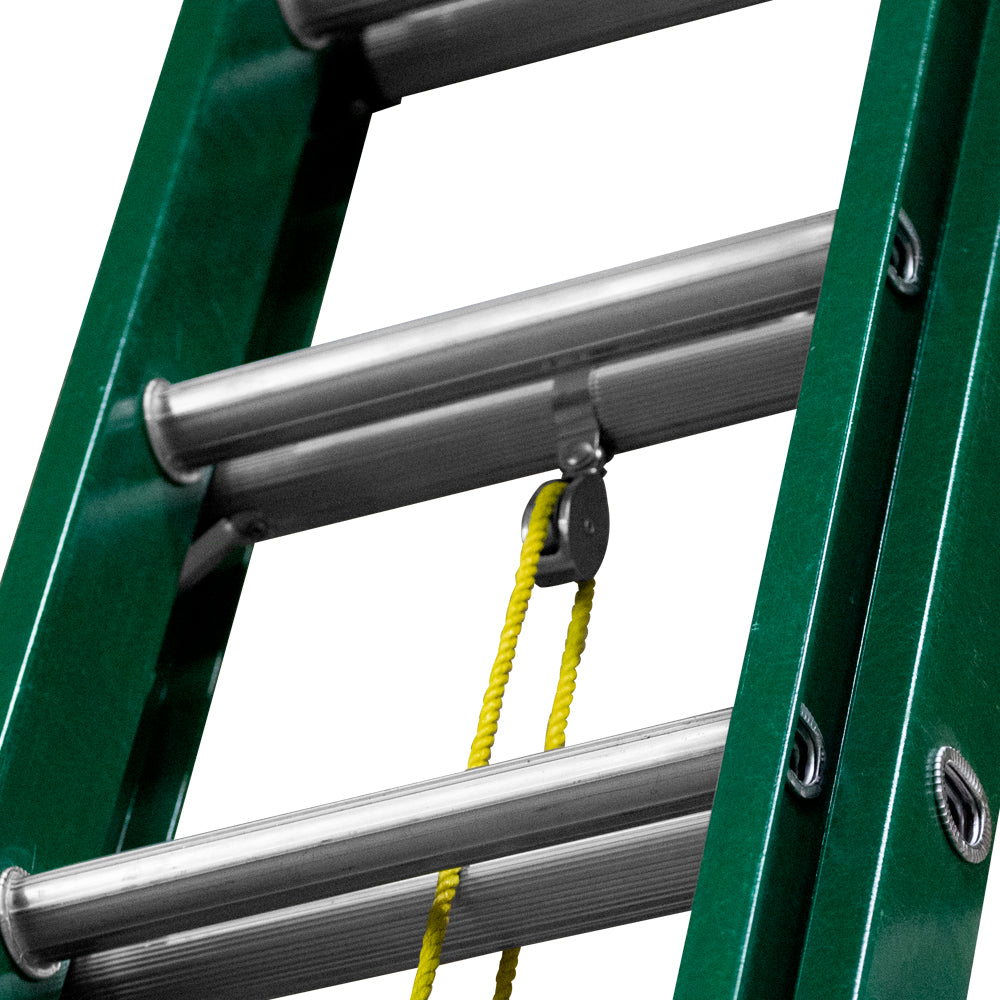 Escalera De Extensión Akron 77-96 | Fibra De Vidrio | 3.05m A 5.18m | 20 Escalones | Uso Profesional | Tipo ll | Capacidad De Carga 175kg