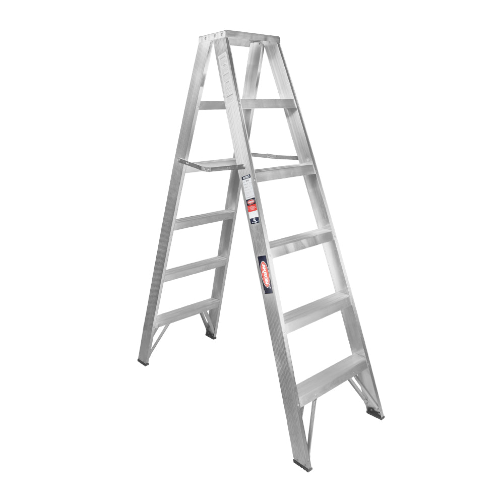 Escalera De Tijera Doble Akron 78-05 | De Aluminio | 1.83m | 10 Escalones | Uso Profesional | Tipo ll | Capacidad de Carga 175kg