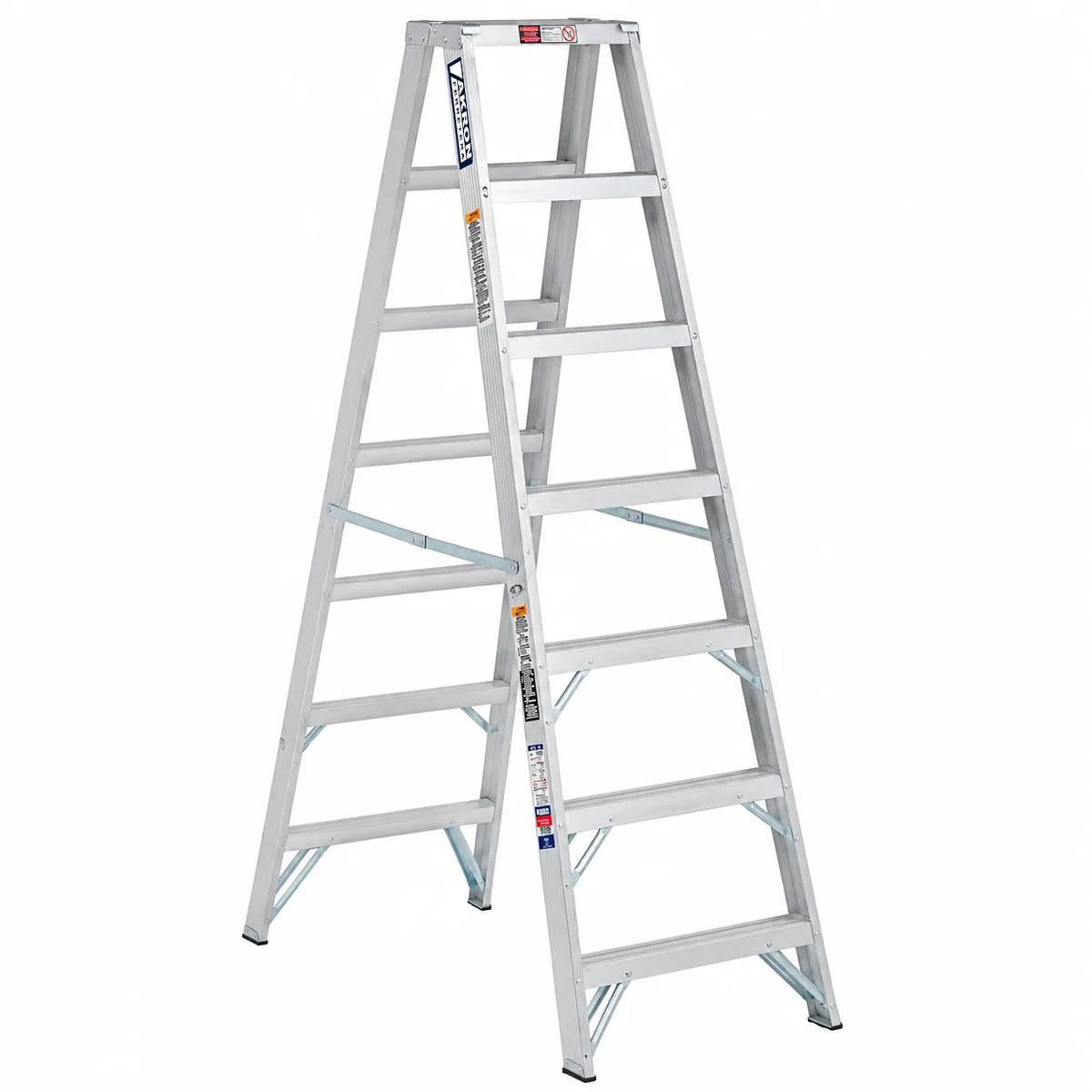 Escalera De Tijera Doble Akron 78-07 | De Aluminio | 2.44m | 14 Escalones | Uso Profesional | Tipo ll | Capacidad de Carga 175kg
