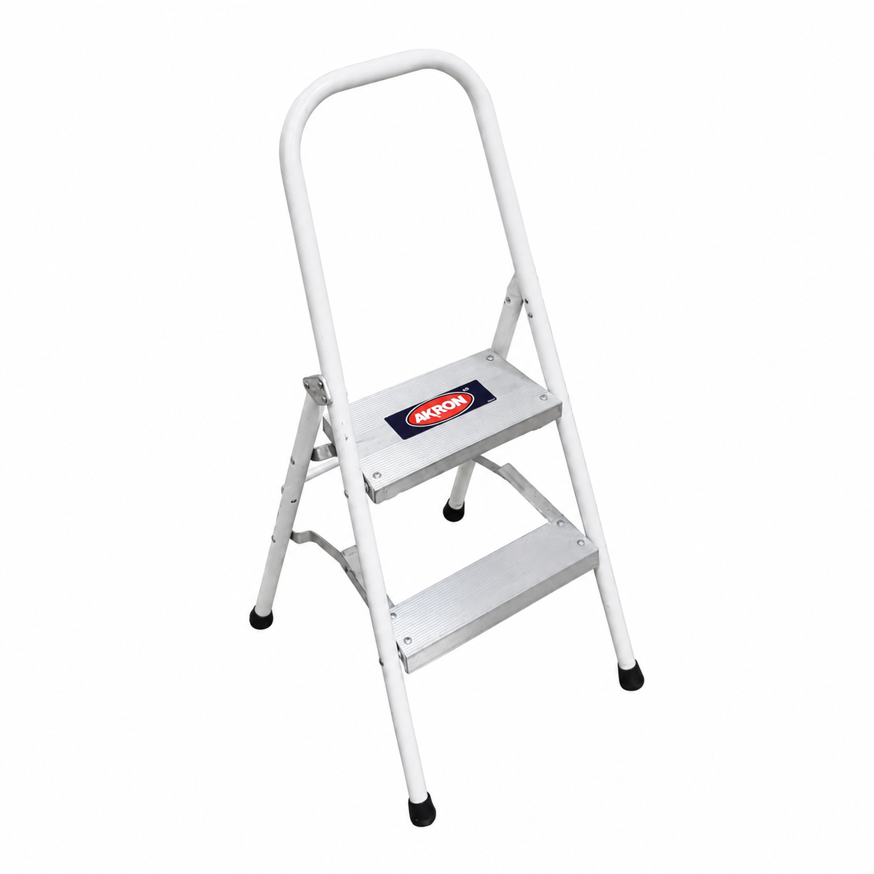 Escalera Taburete Akron 78-38 | De Aluminio | Altura 1.15m | 2 Peldaños | Uso Comercial (Tipo III) color Blanco