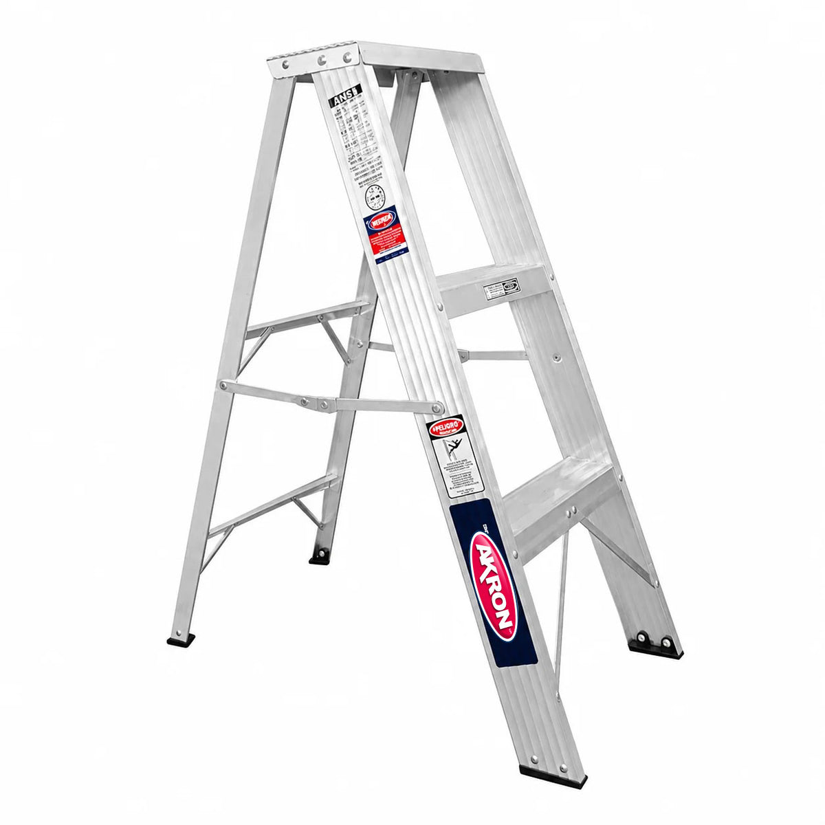 Escalera De Tijera Akron 79-12 | De Aluminio | 0.91m | 2 Escalones | Uso Comercial | Tipo lll | Capacidad de Carga 150kg