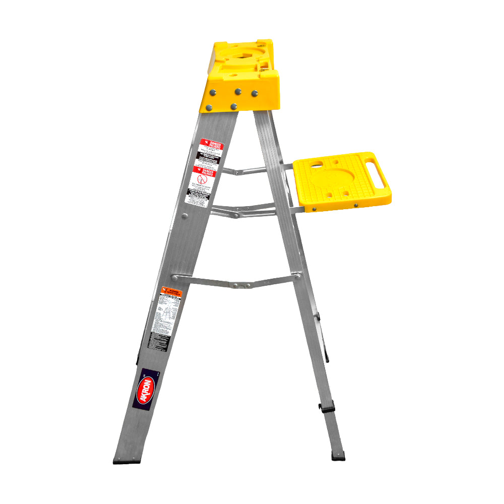 Escalera De Tijera Akron 79-15 | De Aluminio | 1.22m | 3 Escalones | Uso Profesional | Tipo ll | Con Plataforma Y Porta Cubeta Plástica