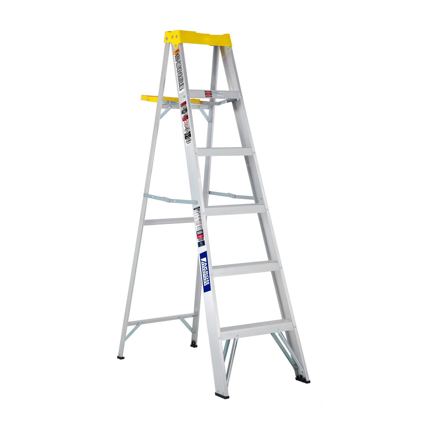 Escalera De Tijera Akron 79-17 | De Aluminio | 1.83m | 5 Escalones | Uso Profesional | Tipo ll | Con Plataforma Y Porta Cubeta Plástica