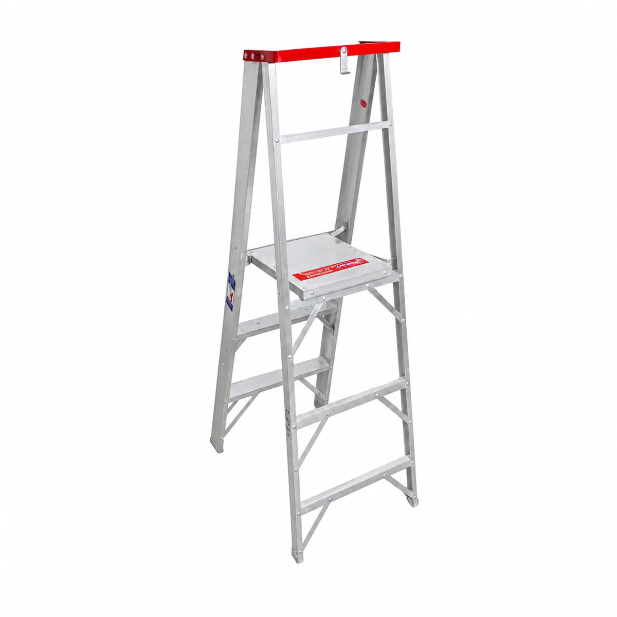 Escalera de Plataforma Plegable Akron 79-28 | De Aluminio | Altura 0.86m | 2 Peldaños | Uso Profesional (Tipo II) con Porta Herramientas