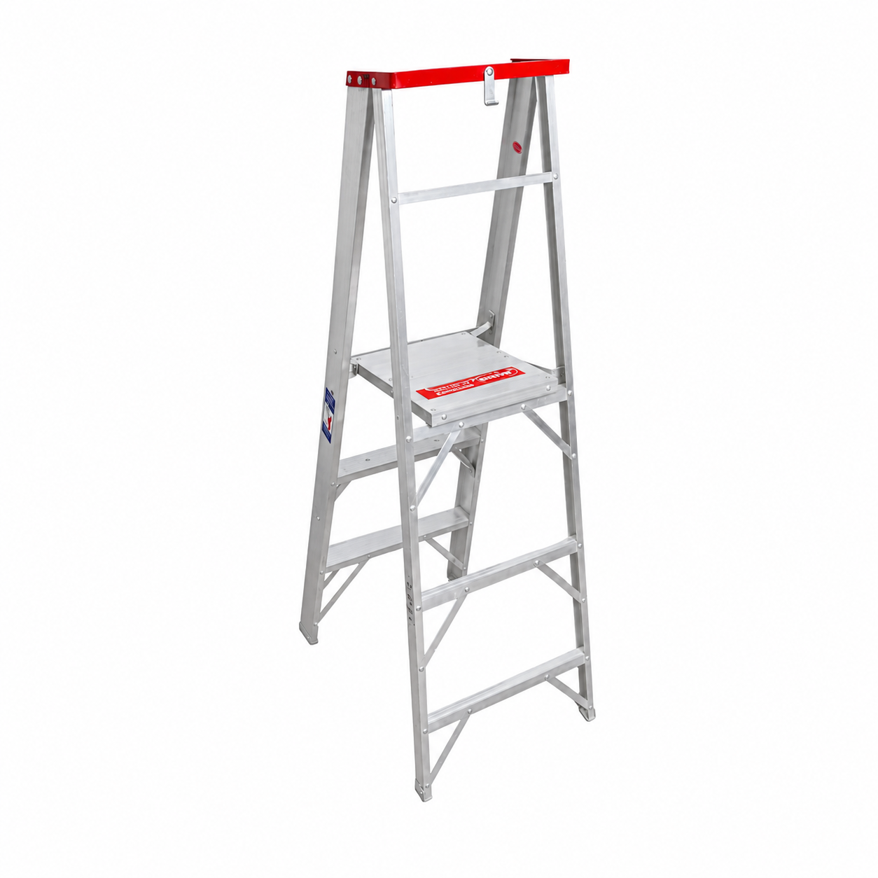 Escalera de Plataforma Plegable Akron 79-28 | De Aluminio | Altura 0.86m | 2 Peldaños | Uso Profesional (Tipo II) con Porta Herramientas