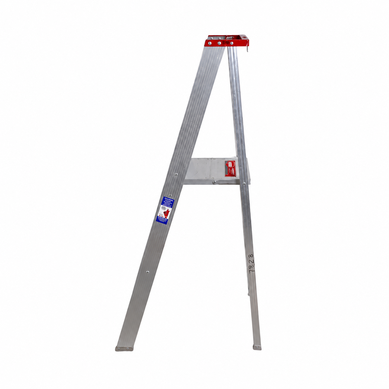 Escalera de Plataforma Plegable Akron 79-28 | De Aluminio | Altura 0.86m | 2 Peldaños | Uso Profesional (Tipo II) con Porta Herramientas