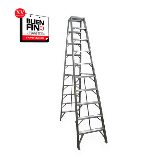 Escalera De Tijera Doble Akron 79-49 | De Aluminio | 18 Escalones | Uso Industrial | Tipo l | Capacidad De Carga 200kg