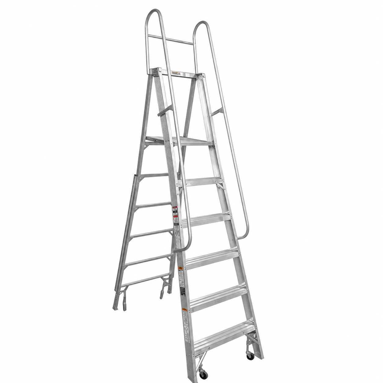 Escalera De Plataforma Rodante Akron 80-100 | De Aluminio | Altura a Plataforma 1.73m | 5 Escalones | Uso Industrial Pesado | Tipo lA | Capacidad De Carga 225kg