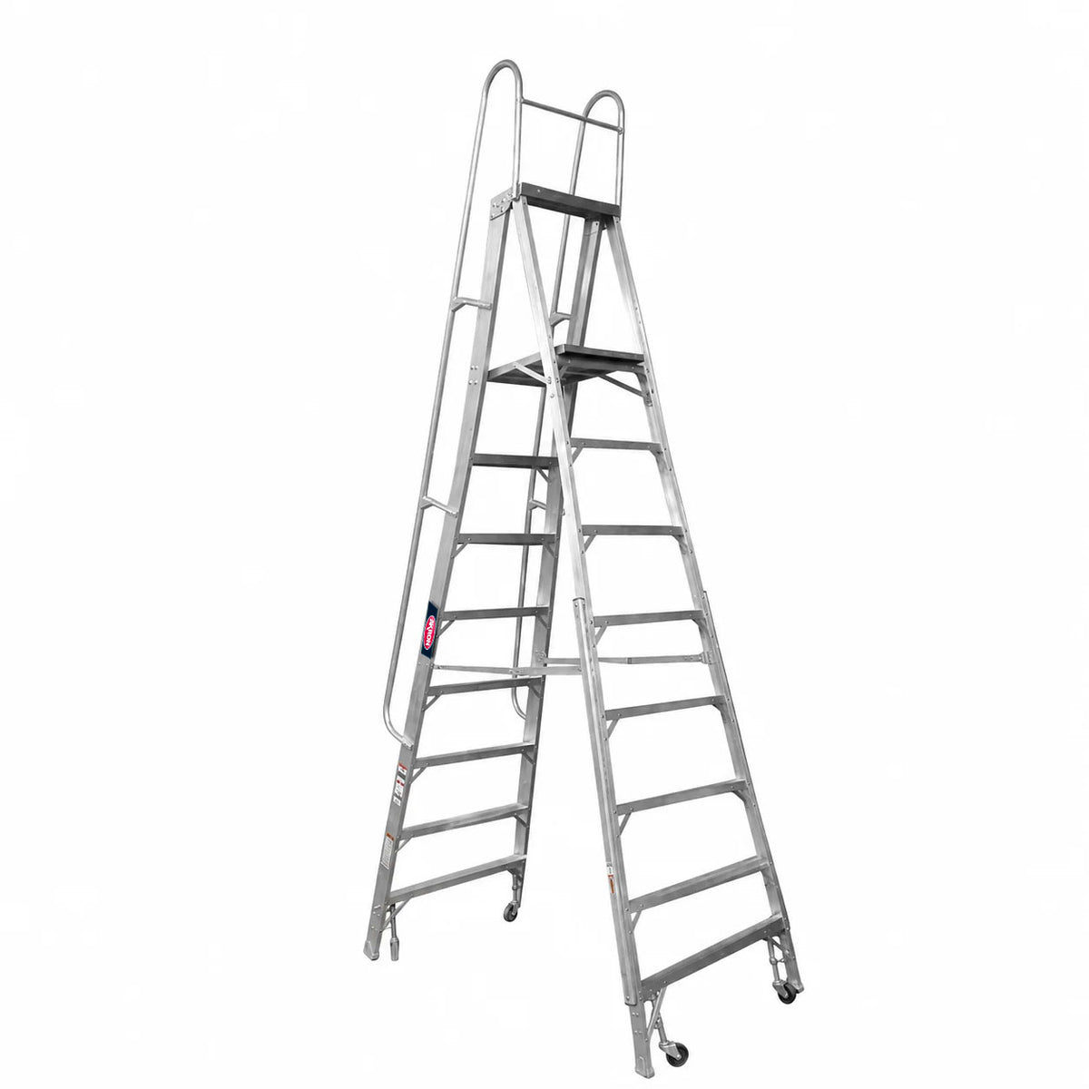 Escalera De Plataforma Rodante Akron 80-101 | De Aluminio | Altura a Plataforma 2.29m | 7 Escalones | Uso Industrial Pesado | Tipo lA | Capacidad De Carga 225kg