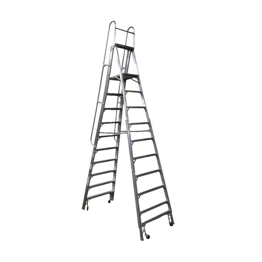 Escalera De Plataforma Rodante Akron 80-102 | De Aluminio | Altura a Plataforma 2.87m | 9 Escalones | Uso Industrial Pesado | Tipo lA | Capacidad De Carga 225kg