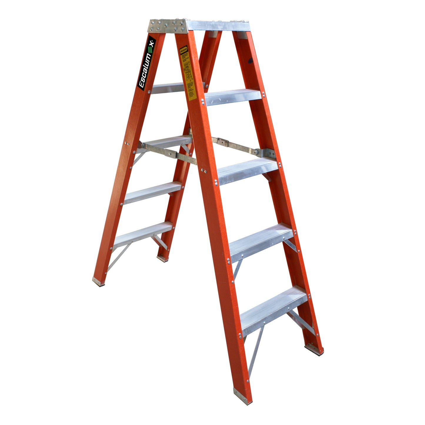 Escalera de Tijera Doble Akron 80-82 | De Fibra de Vidrio | Altura 1.44m | 8 Peldaños | Uso Industrial Pesado (Tipo IA)