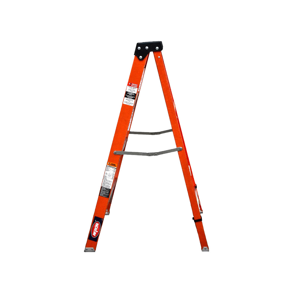 Escalera De Tijera Akron 80-91 | De Fibra de Vidrio | 1.22m | 3 Escalones | Uso Industrial Pesado | Tipo lA | Capacidad de Carga 225kg