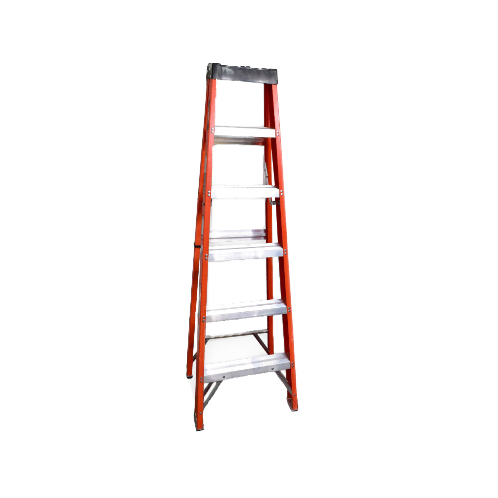 Escalera De Tijera Akron 80-93 | De Fibra de Vidrio | 1.83m | 5 Escalones | Uso Industrial Pesado | Tipo lA | Capacidad de Carga 225kg