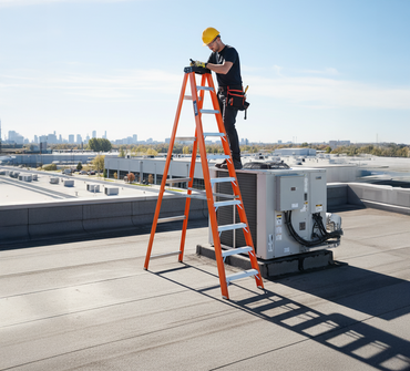 Escalera De Tijera Akron 80-97 | De Fibra de Vidrio | 3.05m| 9 Escalones | Uso Industrial Pesado | Tipo lA | Capacidad de Carga 225kg